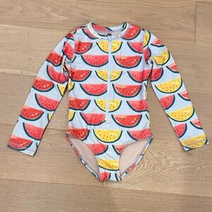 NWOT Tea Collection Vibrant Watermelon One Piece Girls Rashguard size 8